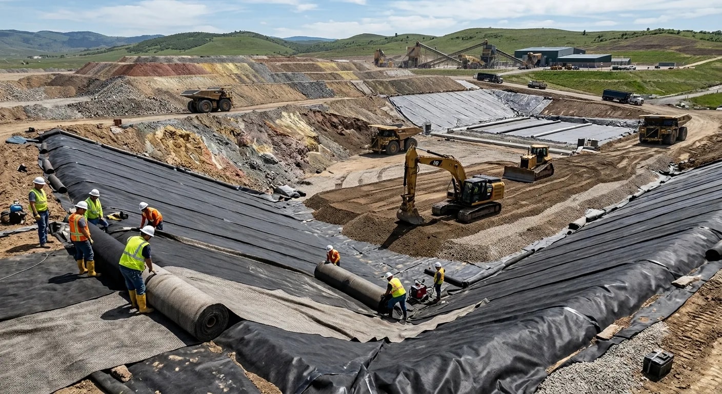 Geotextile deployment on a mine site